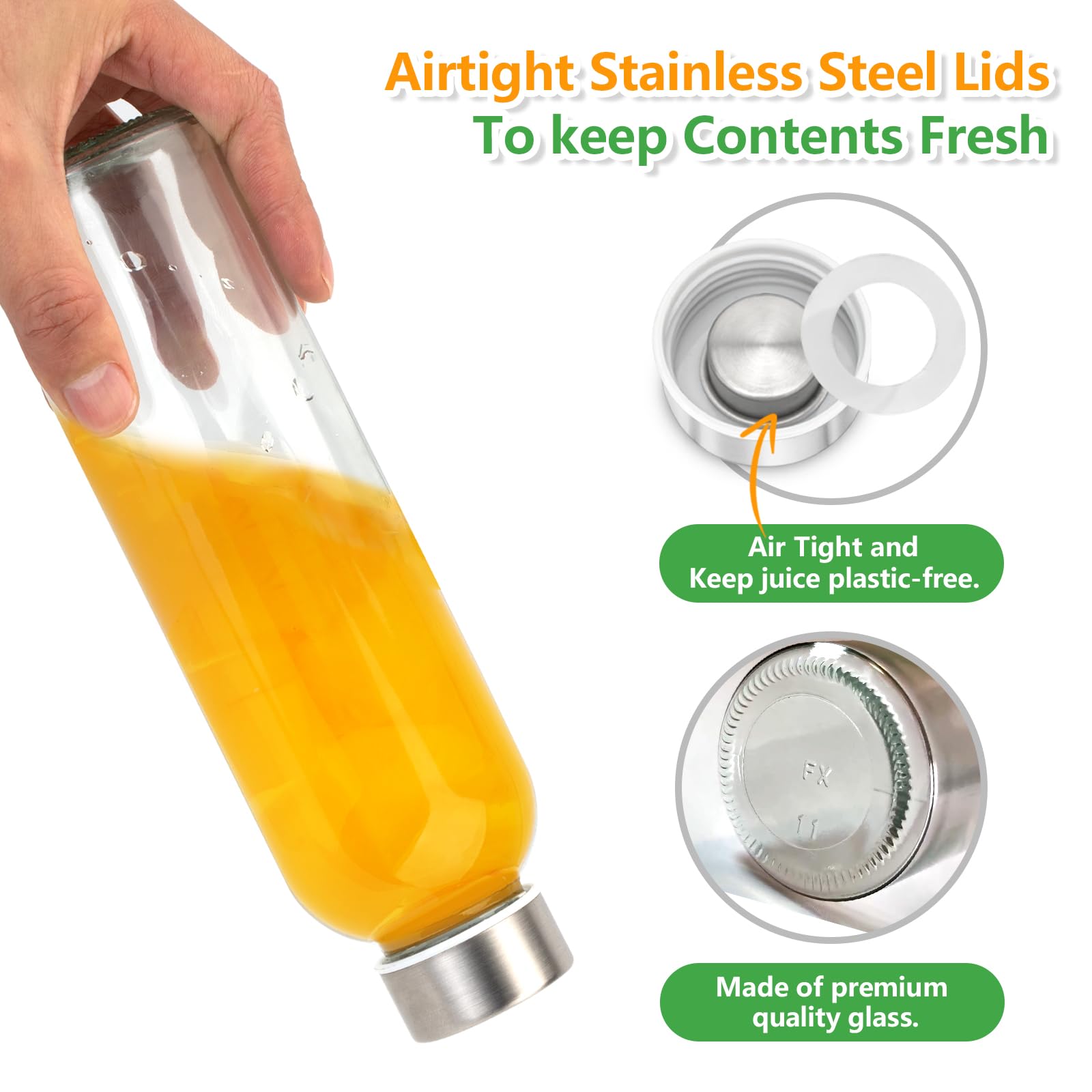 Kit de 6 botellas Zukro 24oz con tapas herméticas para evitar derrames