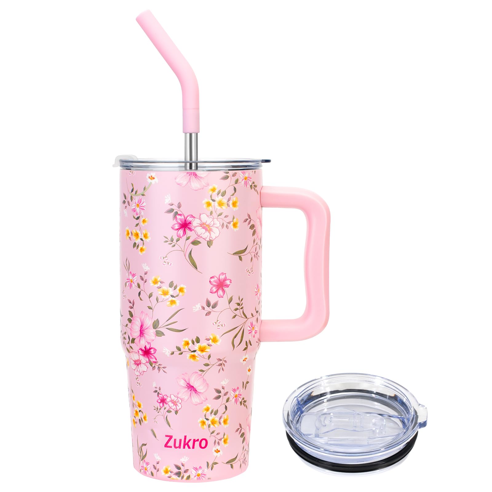 Zukro vaso térmico 24oz con asa y pajilla mantiene bebidas a temperatura ideal.