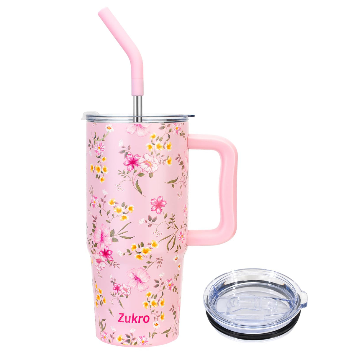 Zukro vaso térmico 24oz con asa y pajilla mantiene bebidas a temperatura ideal.