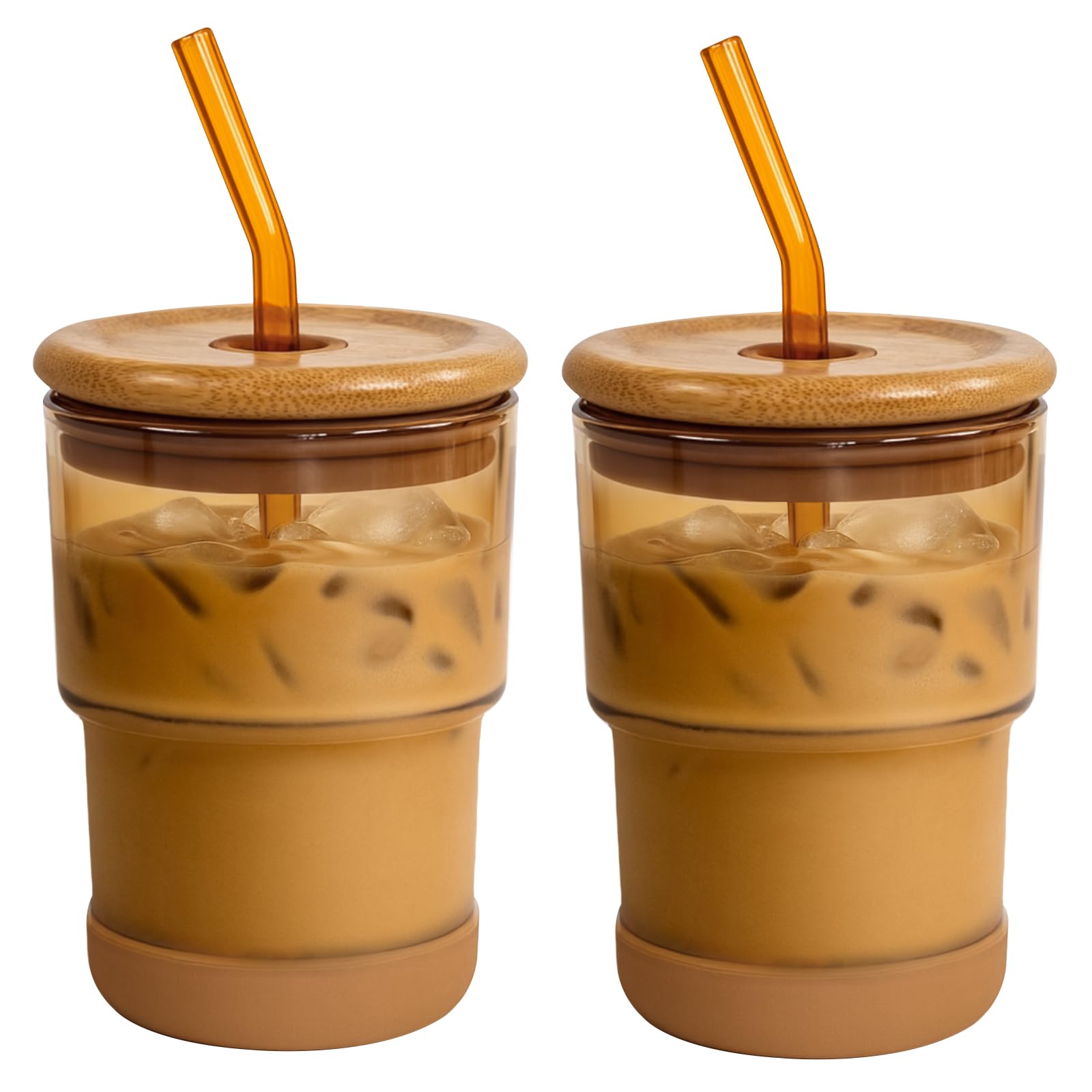 Vaso de vidrio Zukro para café helado de 13 onzas, sabor puro y reutilizable.