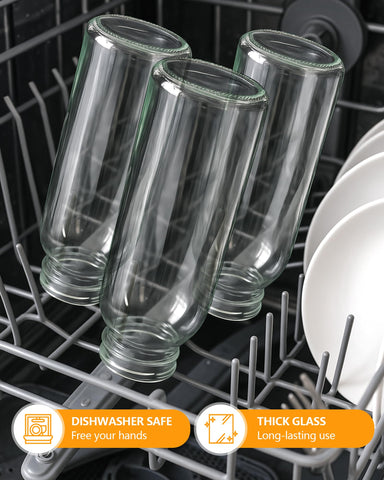 Zukro botellas de vidrio claras para licuados y bebidas frías.