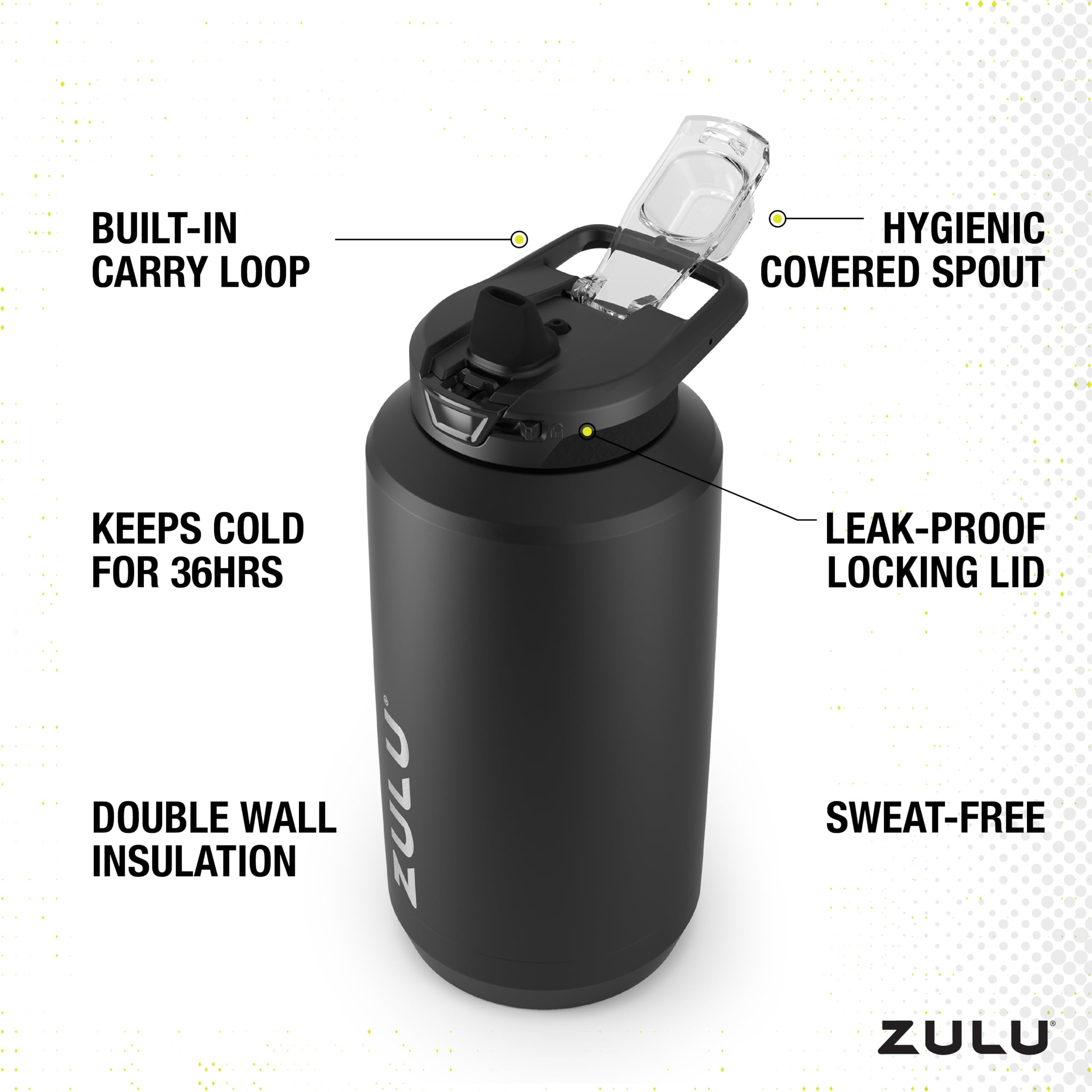ZULU Goals 64oz con pajilla de silicona cómoda para beber