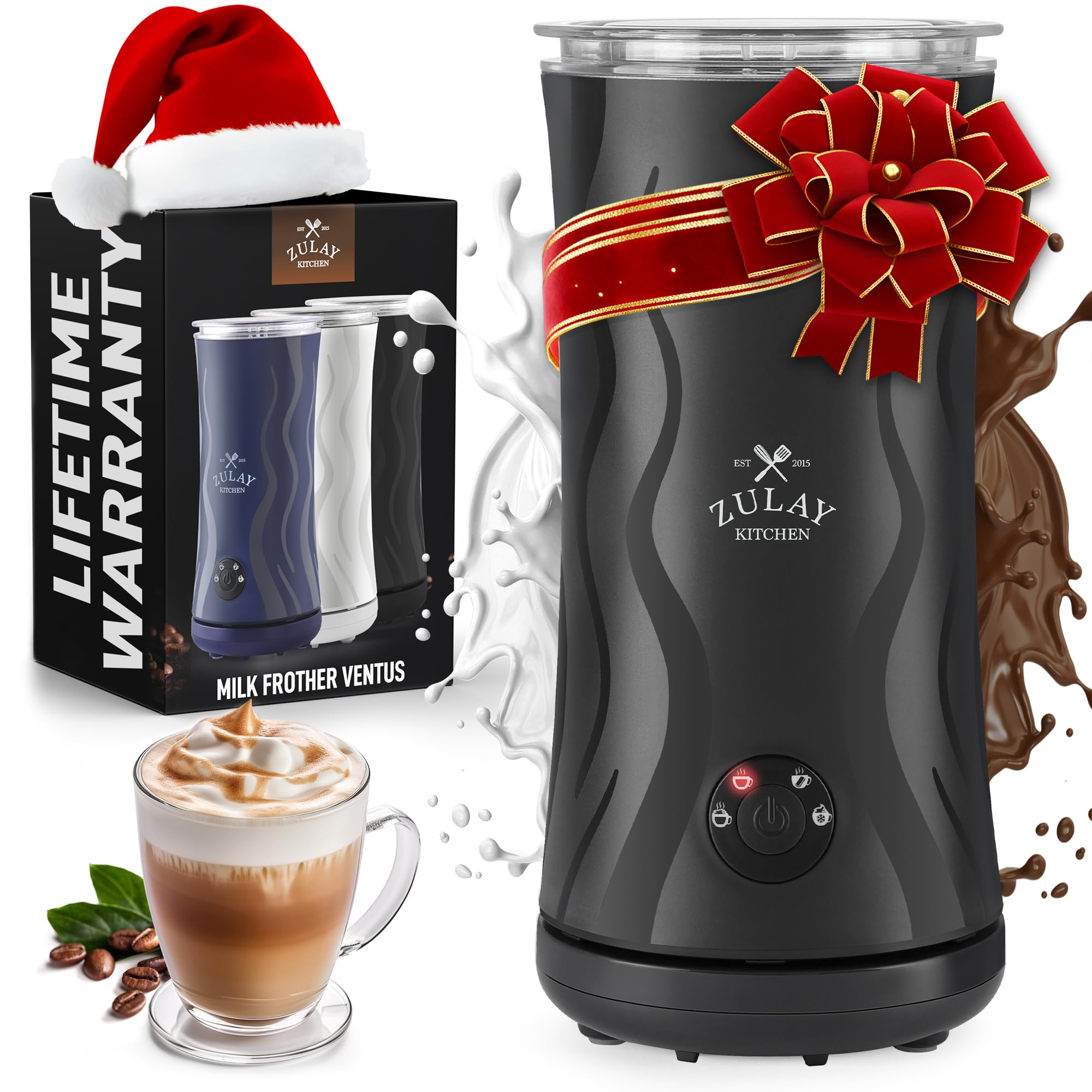 Zulay 4-en-1 espumador de leche con espuma caliente para café.
