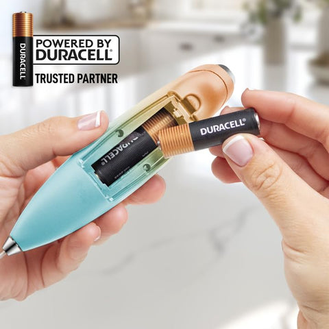 Baterías Duracell incluidas para uso sin cables con el espumador Zulay.