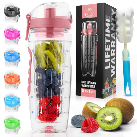 Zulay Kitchen 34oz botella infusora con tapa hermética para bebidas sin fugas.