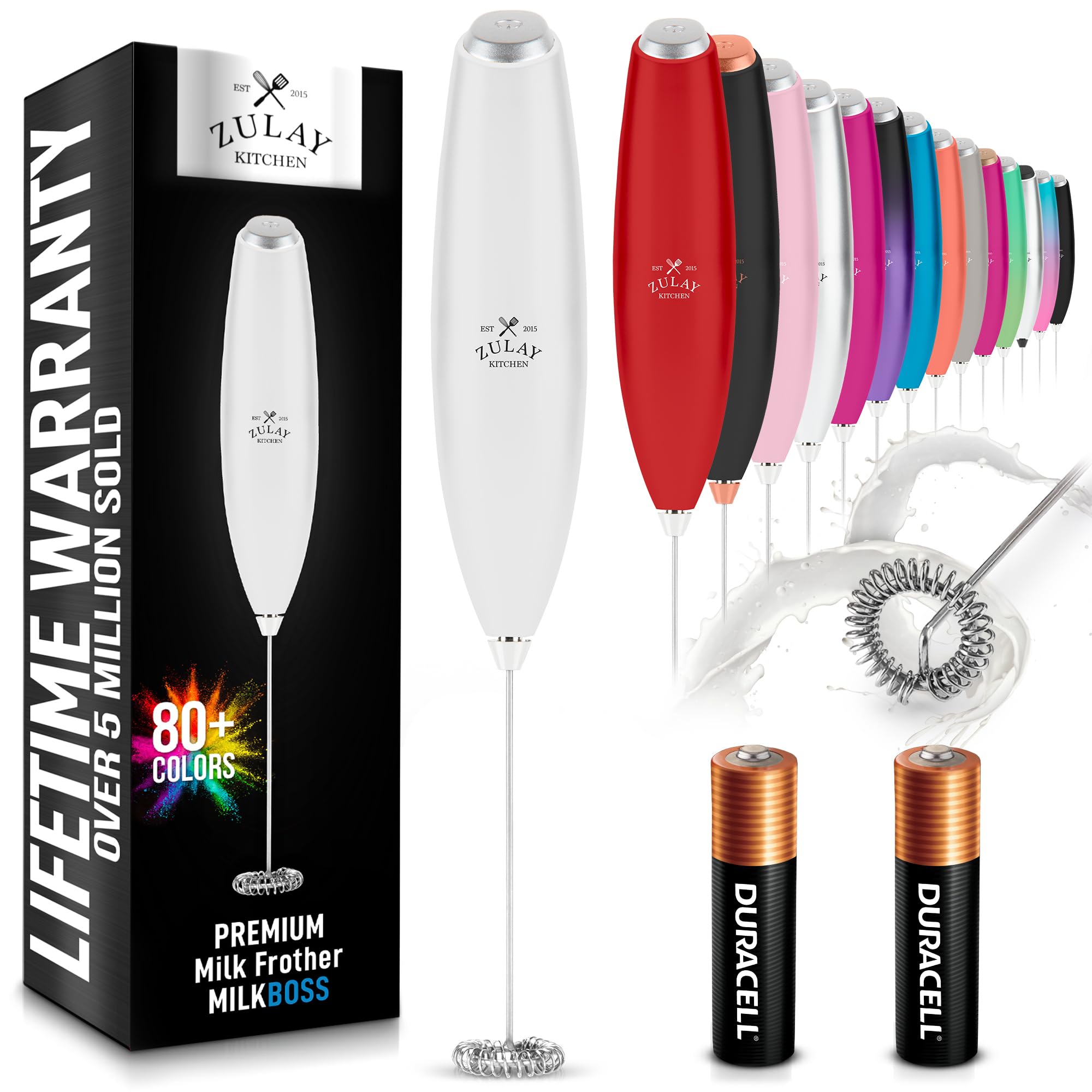 Zulay Kitchen batidor leche manual portátil para espuma cremosa en casa