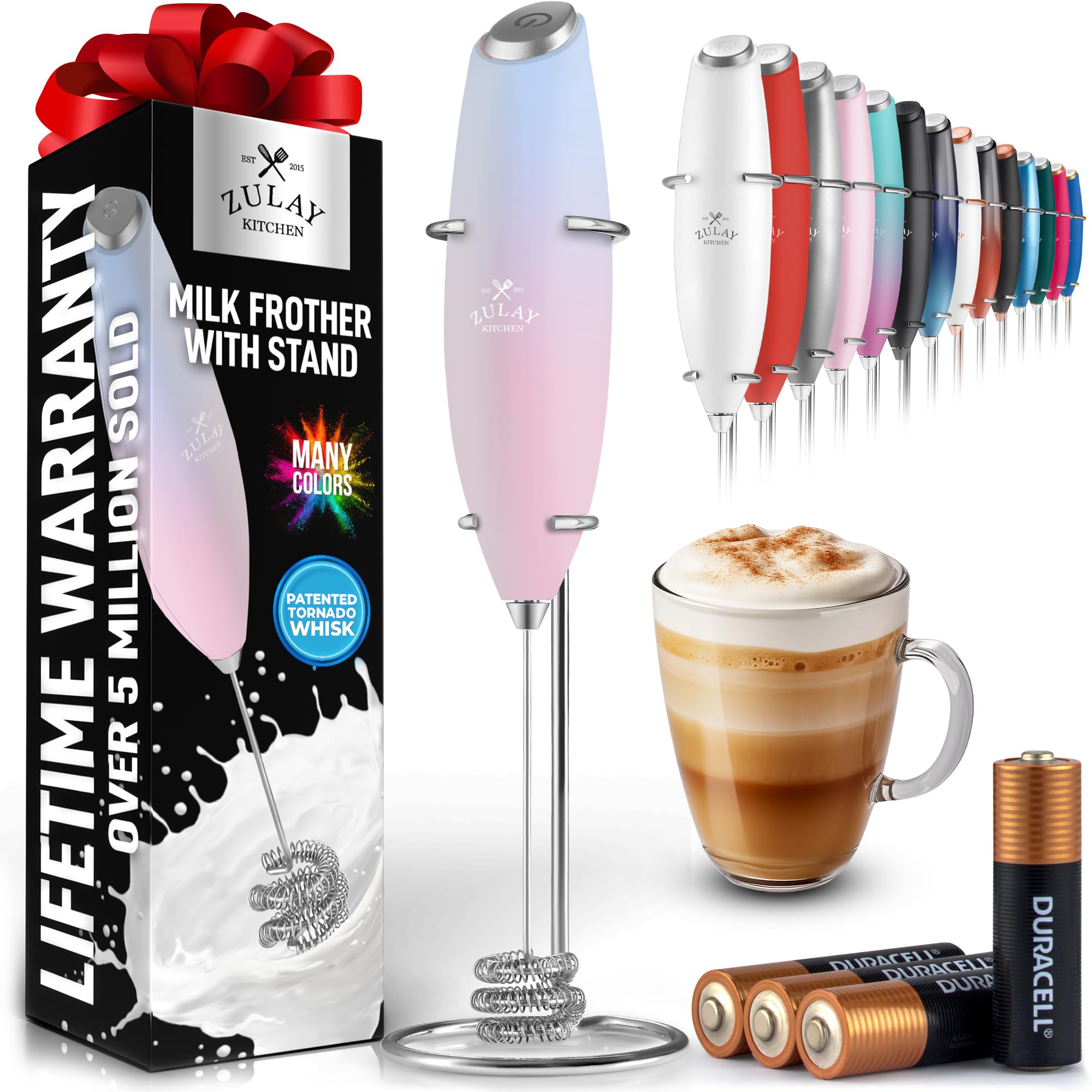 Zulay Kitchen batidor leche Tornado Triple sin cables, espuma cremosa para café.