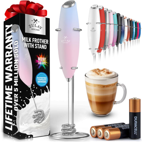 Zulay Kitchen batidor leche Tornado Triple sin cables, espuma cremosa para café.