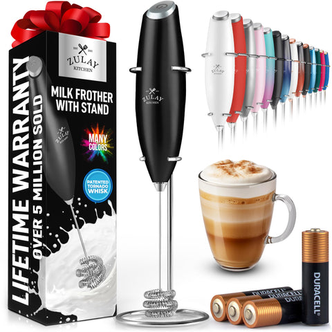 Zulay Kitchen batidor tornado genera espuma cremosa para café, ideal para latte.