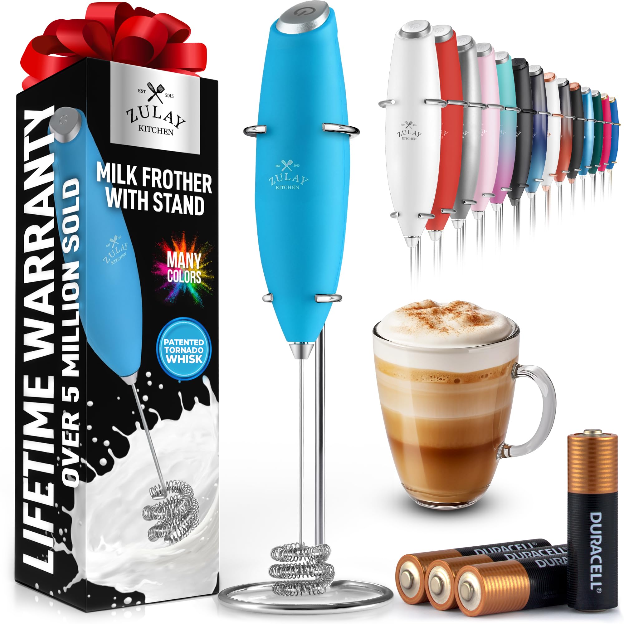 Batidor Zulay Kitchen Tornado Triple espumando leche para café suave y cremoso