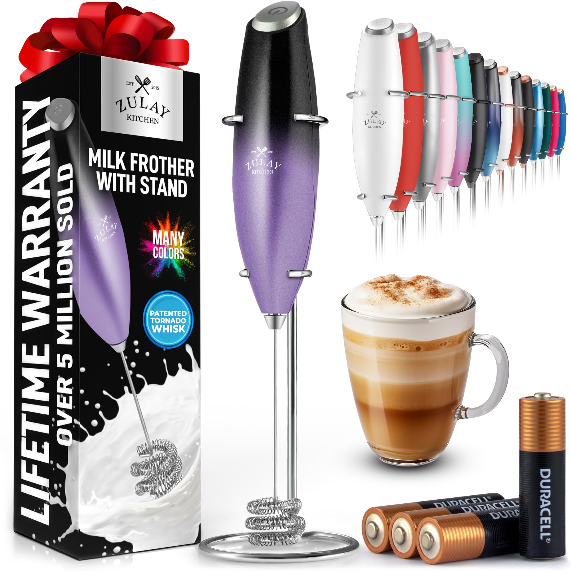 Zulay Kitchen batidor tornado triple inalambrico crea espuma cremosa para cafe