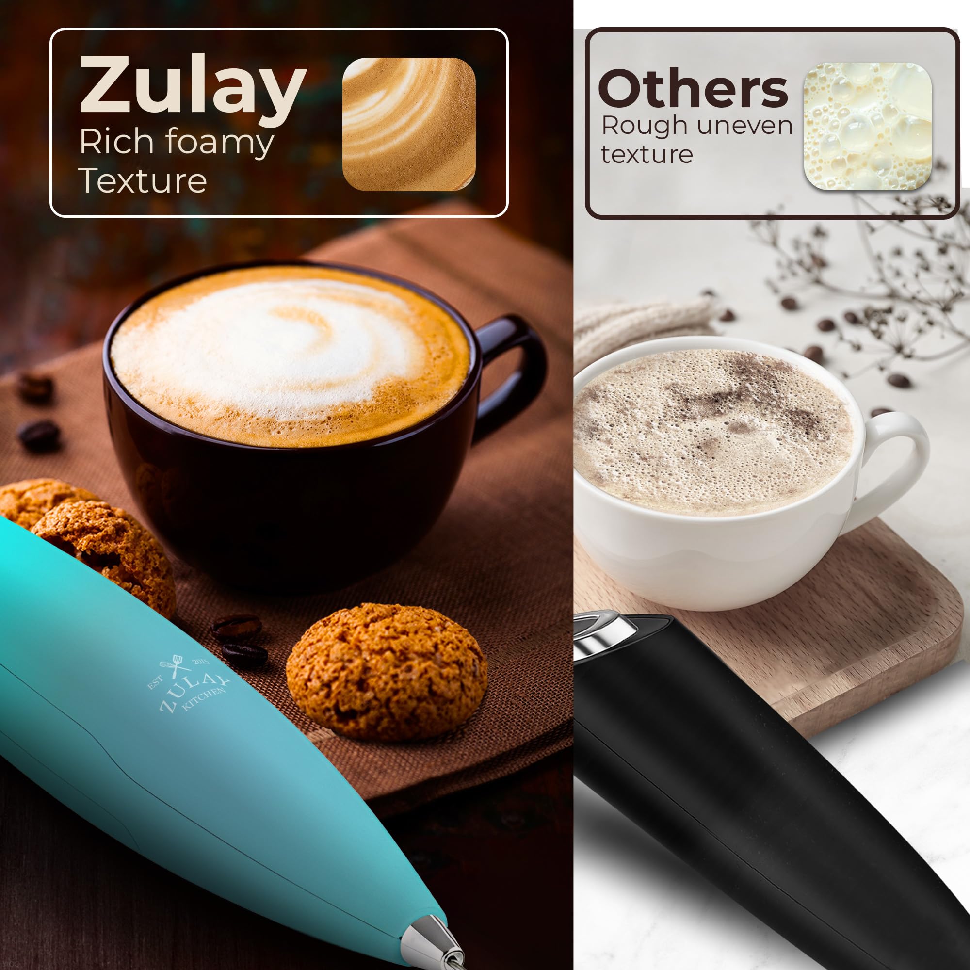 Zulay Kitchen batidor tornado triple, pilas incluidas para uso portátil