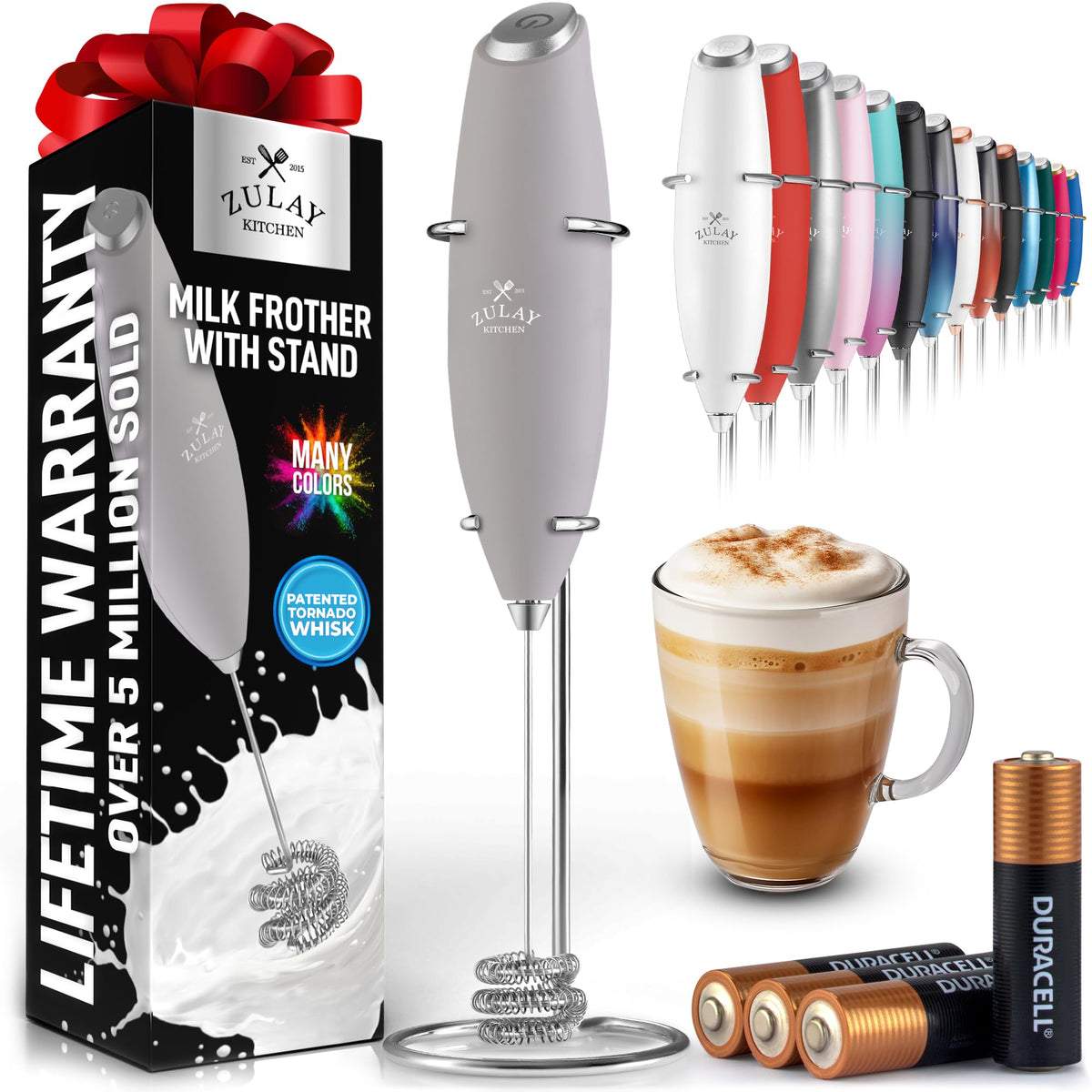 Batidor tornado triple Zulay Kitchen para espuma rápida y cremosa en bebidas