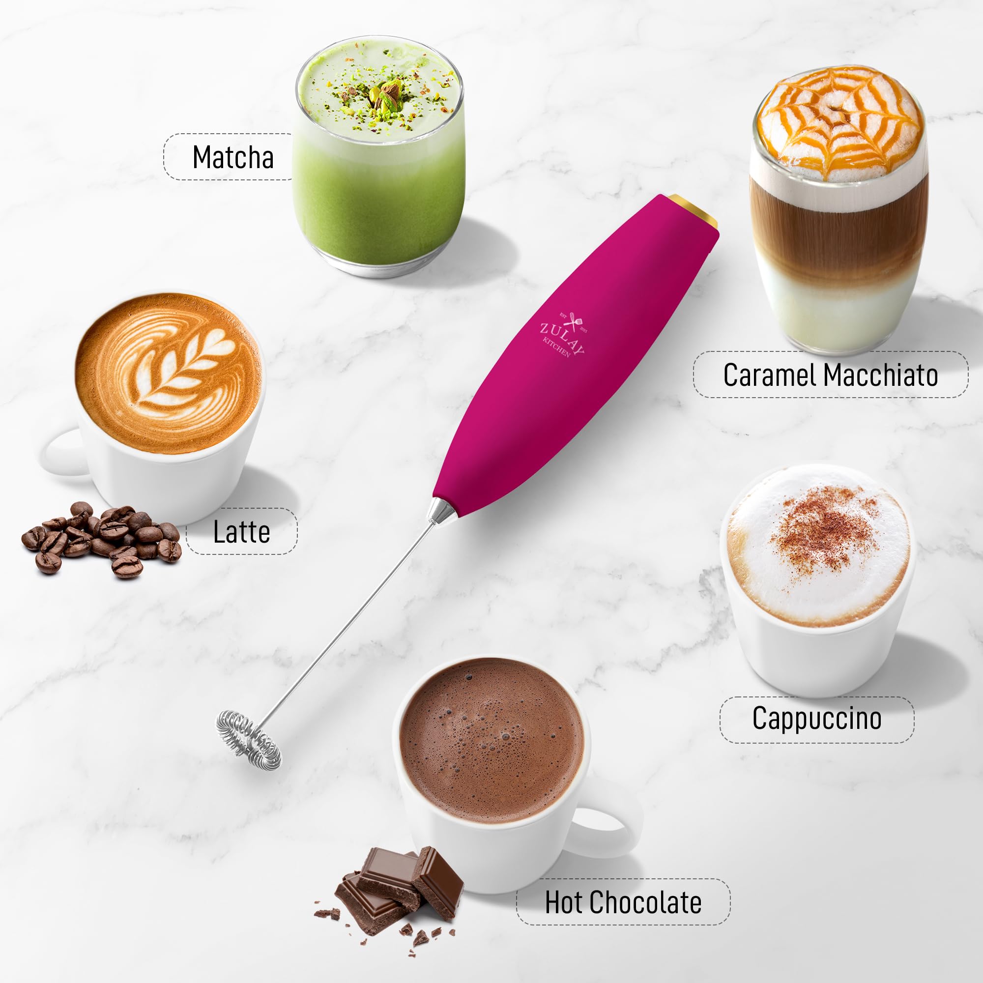 Zulay Kitchen batidor-con-25-espirales: espuma estable para cappuccino.