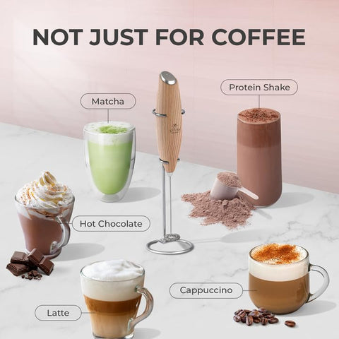 Batidora de mano Zulay para mezclar café y bebidas con rapidez.