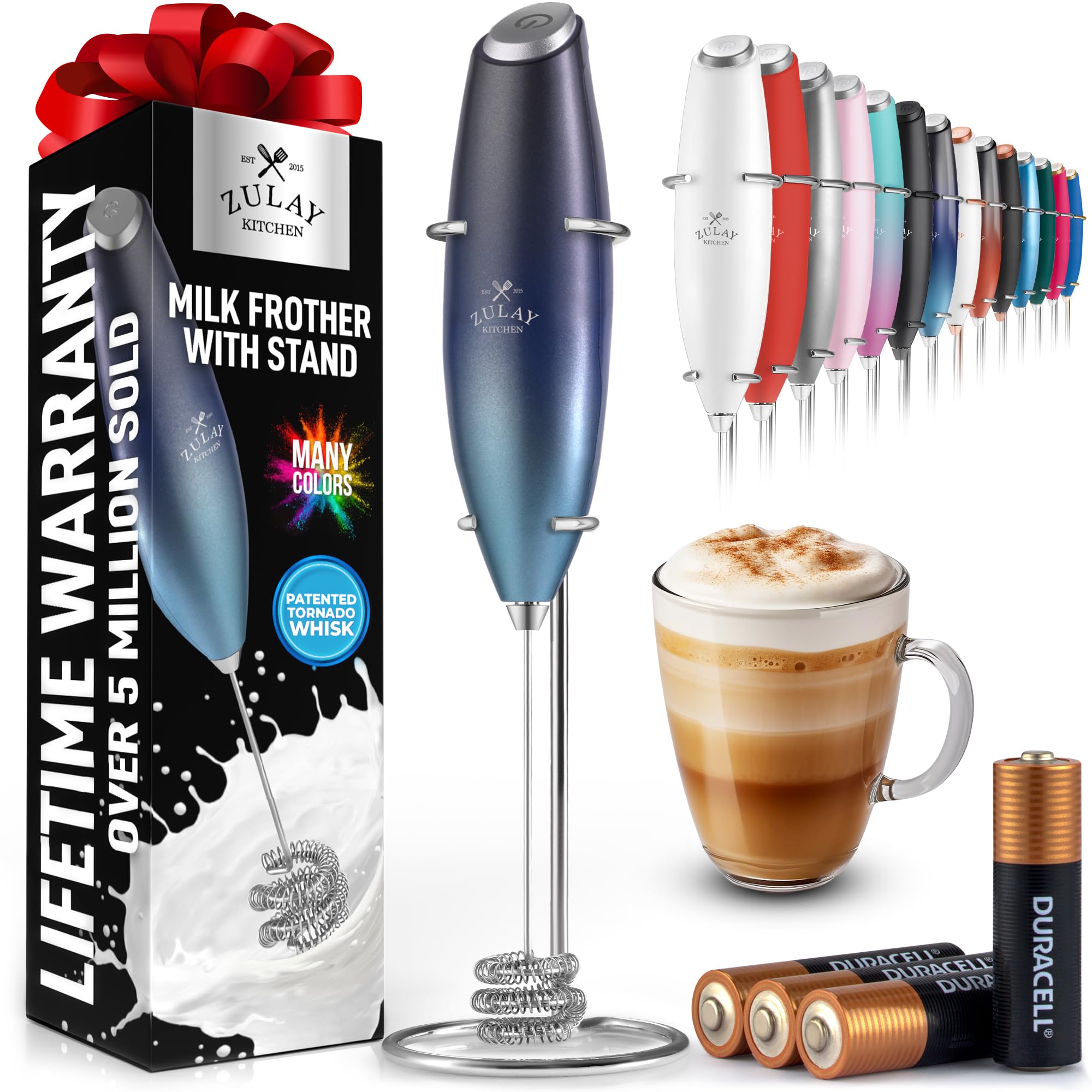 Zulay Kitchen batidora tornado triple crea espuma cremosa para cafe en segundos.