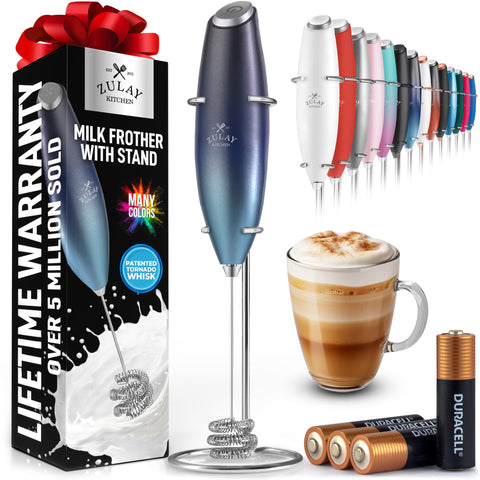 Zulay Kitchen batidora tornado triple crea espuma cremosa para cafe en segundos.