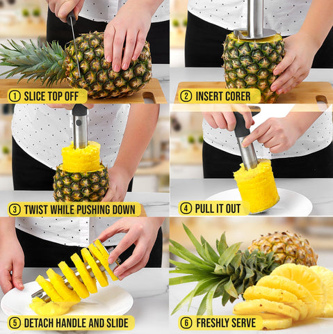 Zulay Kitchen Cortador de piña en acero inoxidable para durabilidad.