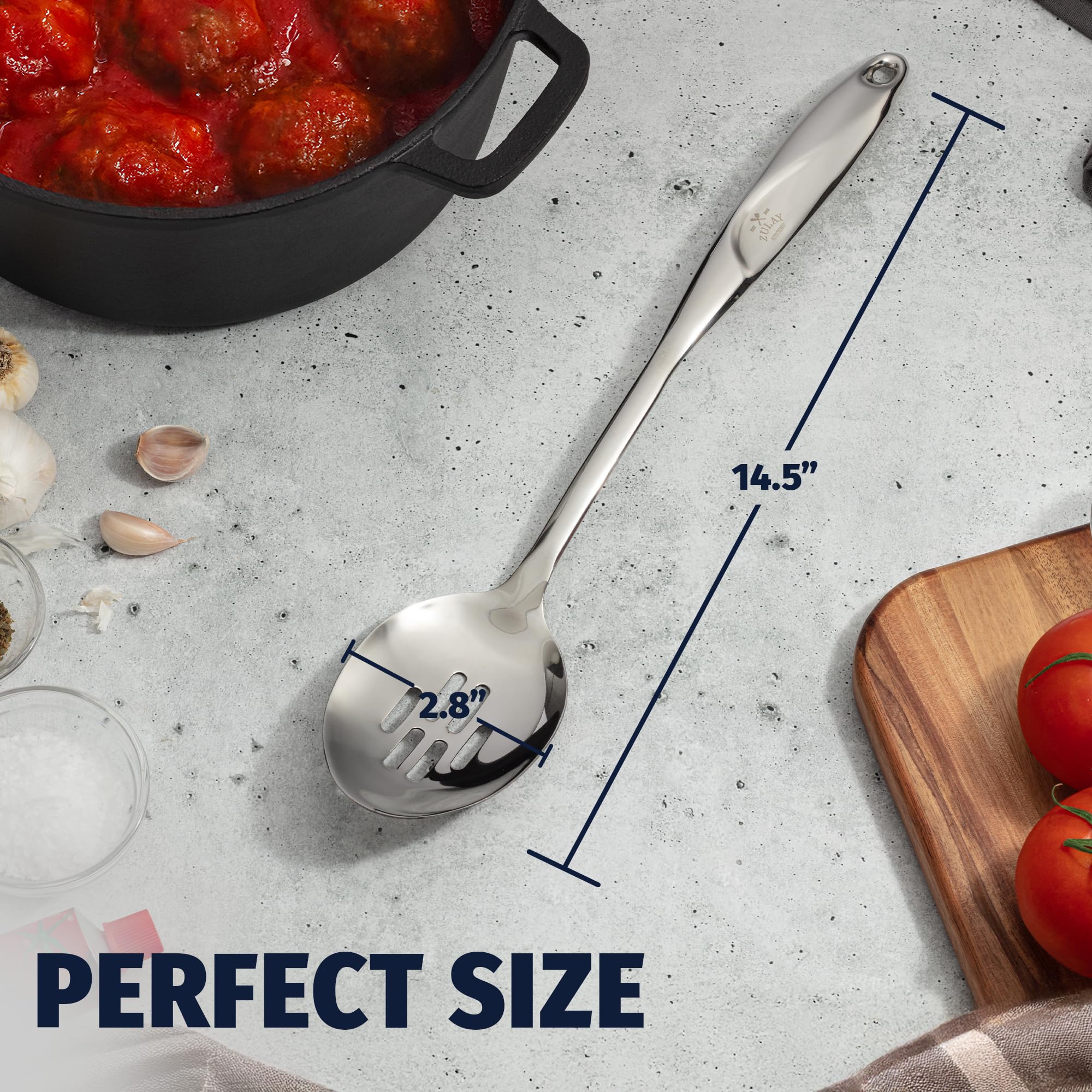 Zulay Kitchen Cucharón ranurado para servir platos en buffet con buen drenaje.