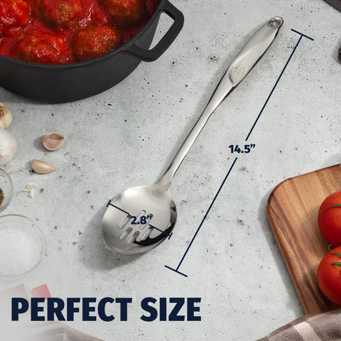 Zulay Kitchen Cucharón ranurado para servir platos en buffet con buen drenaje.