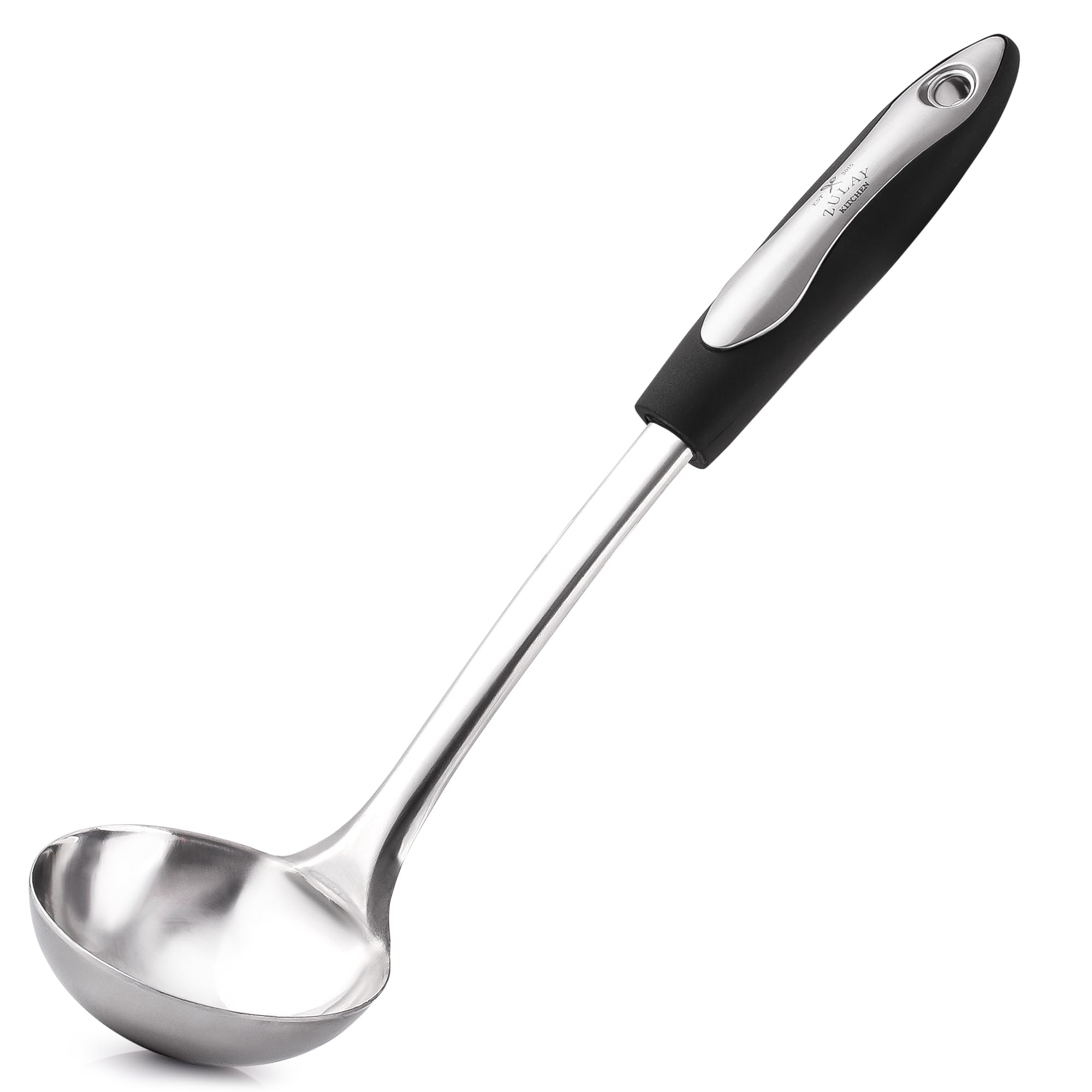 Cucharón Zulay Kitchen en acero inoxidable de 12 pulgadas, para servir caldos con precisión.