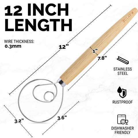 Gancho de masa de madera ergonómica de Zulay Kitchen para amasar cómodo