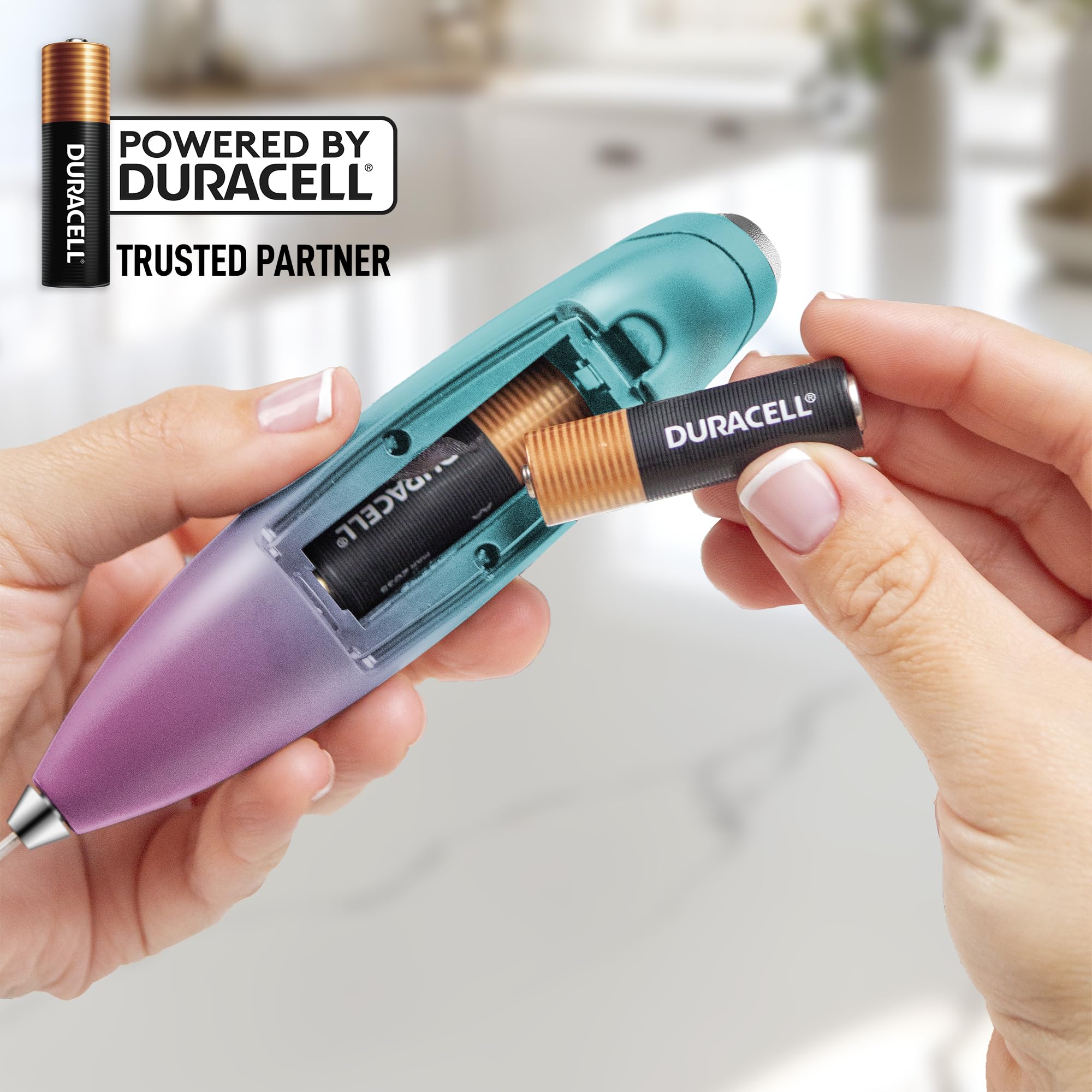 Baterías Duracell incluidas impulsan el batidor Zulay Kitchen.