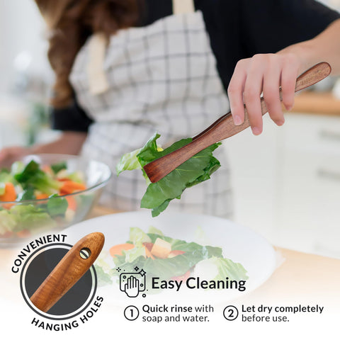Espátula Zulay Kitchen de teca diseñada para sartenes antiadherentes.