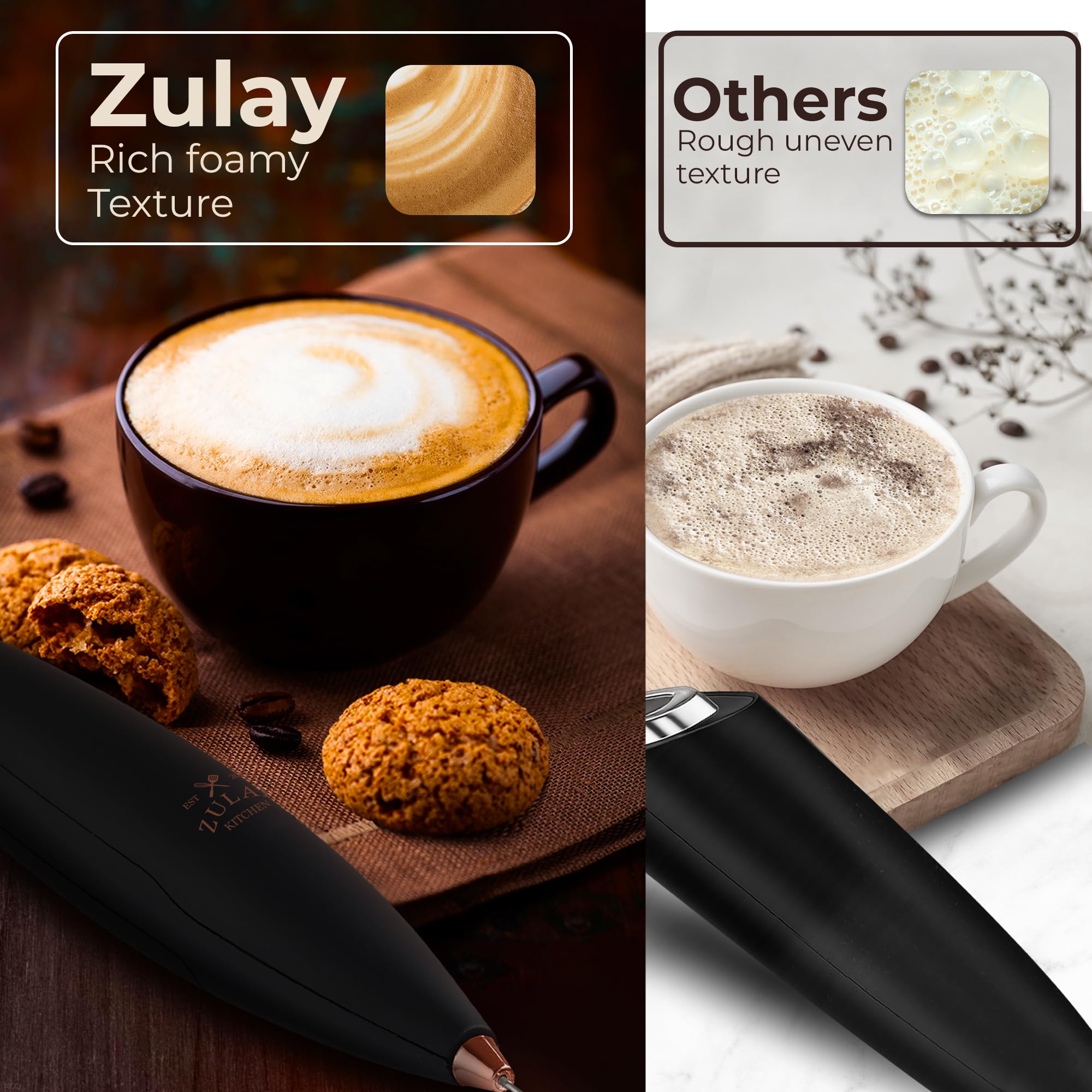 Zulay Kitchen espumador para cremas de chocolate caliente.