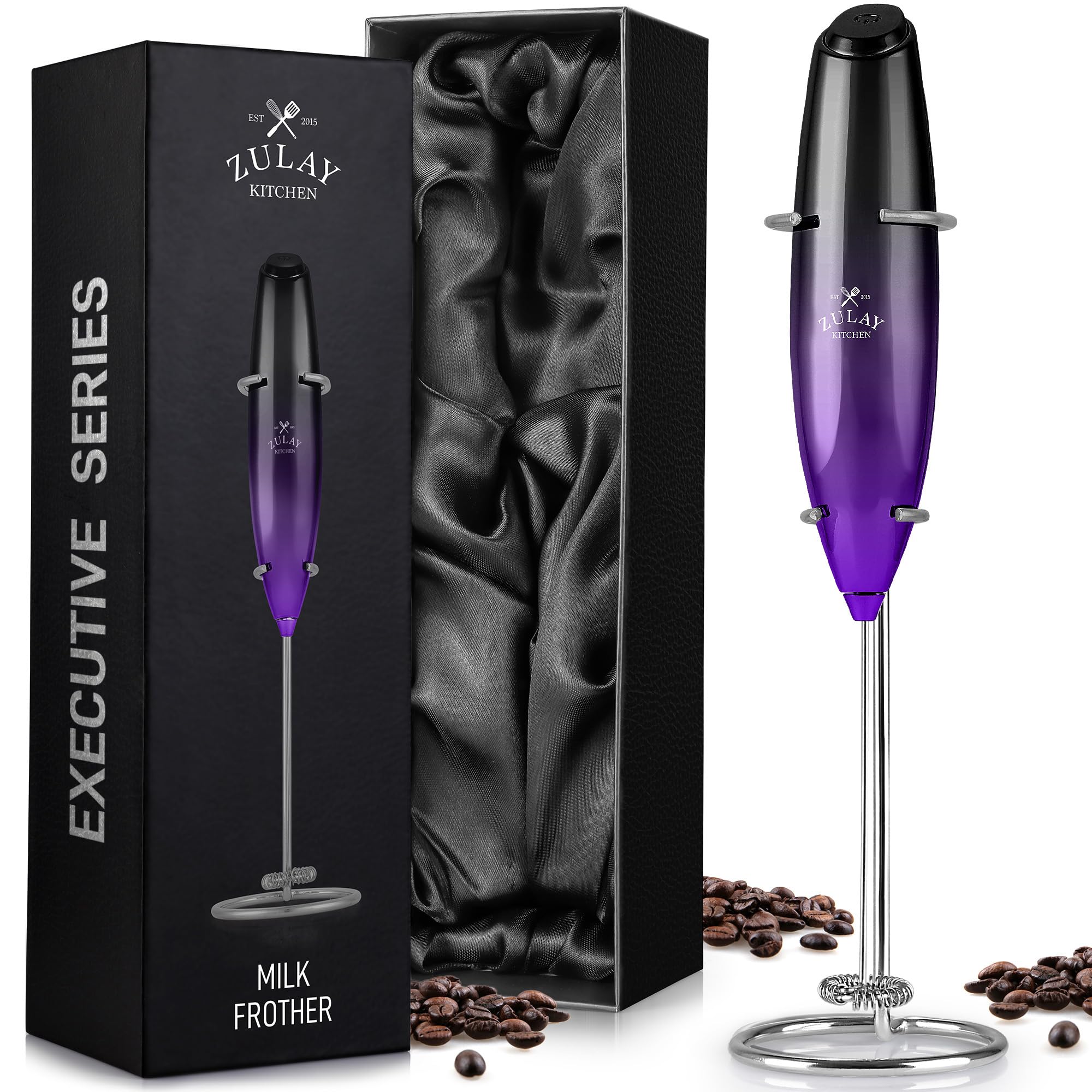 Zulay Kitchen Executive Series Milk Frother en caja regalo lista para sorprender al amante del café.