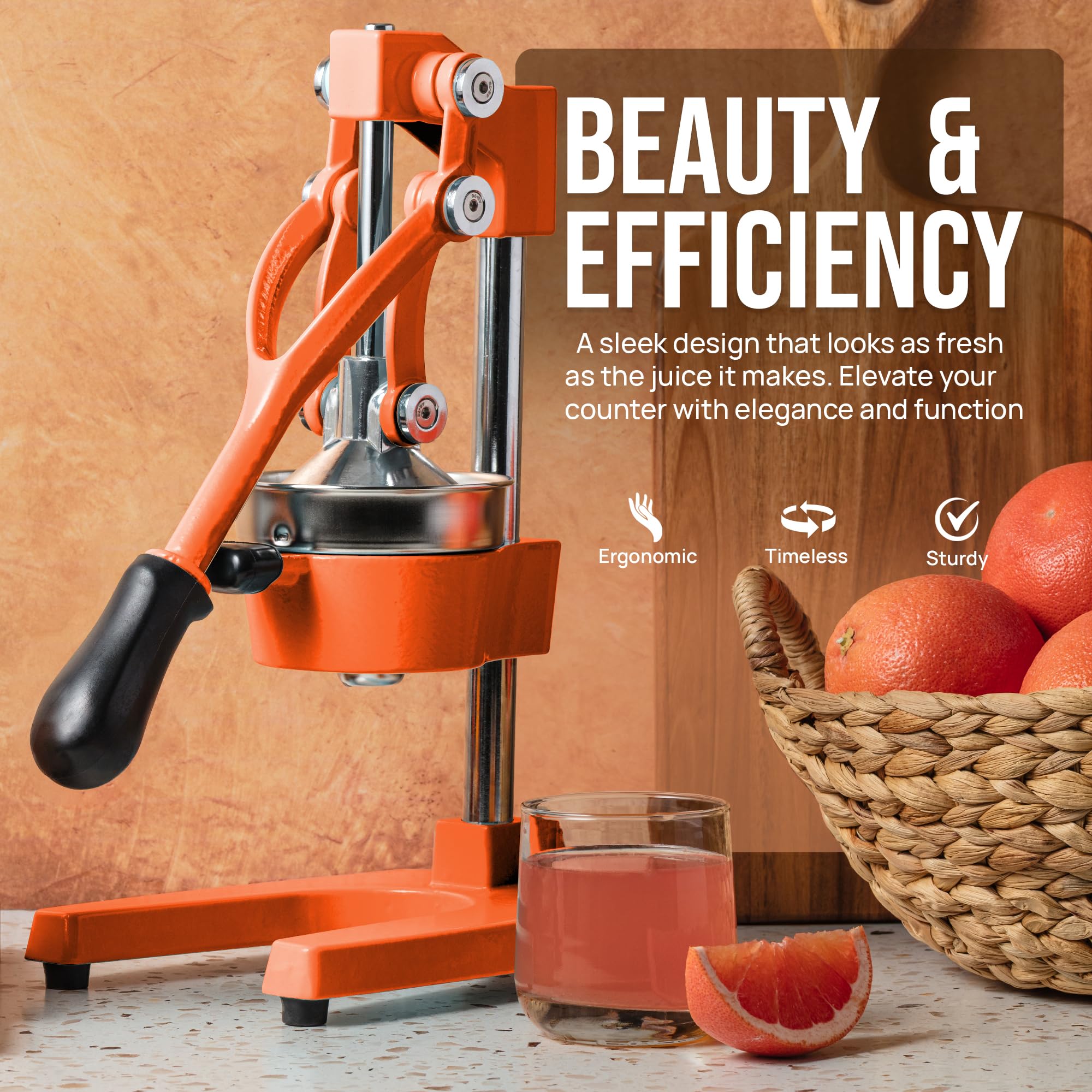 Zulay Kitchen exprimidor con mango ergonómico para jugos rápidos y cómodos.