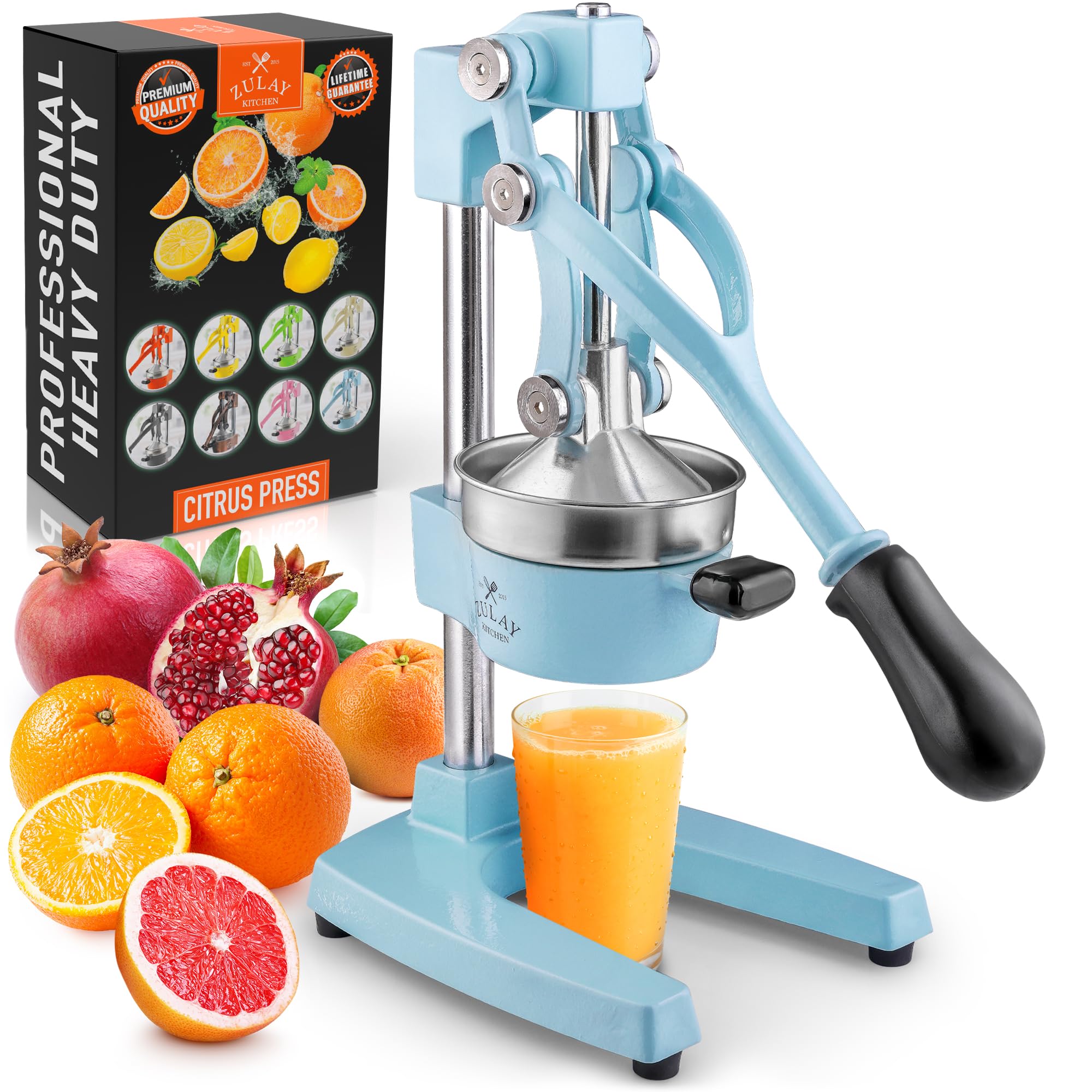 Exprimidor Zulay Kitchen con mango ergonómico azul para jugos frescos