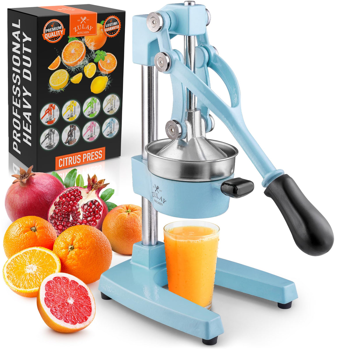 Exprimidor Zulay Kitchen con mango ergonómico azul para jugos frescos