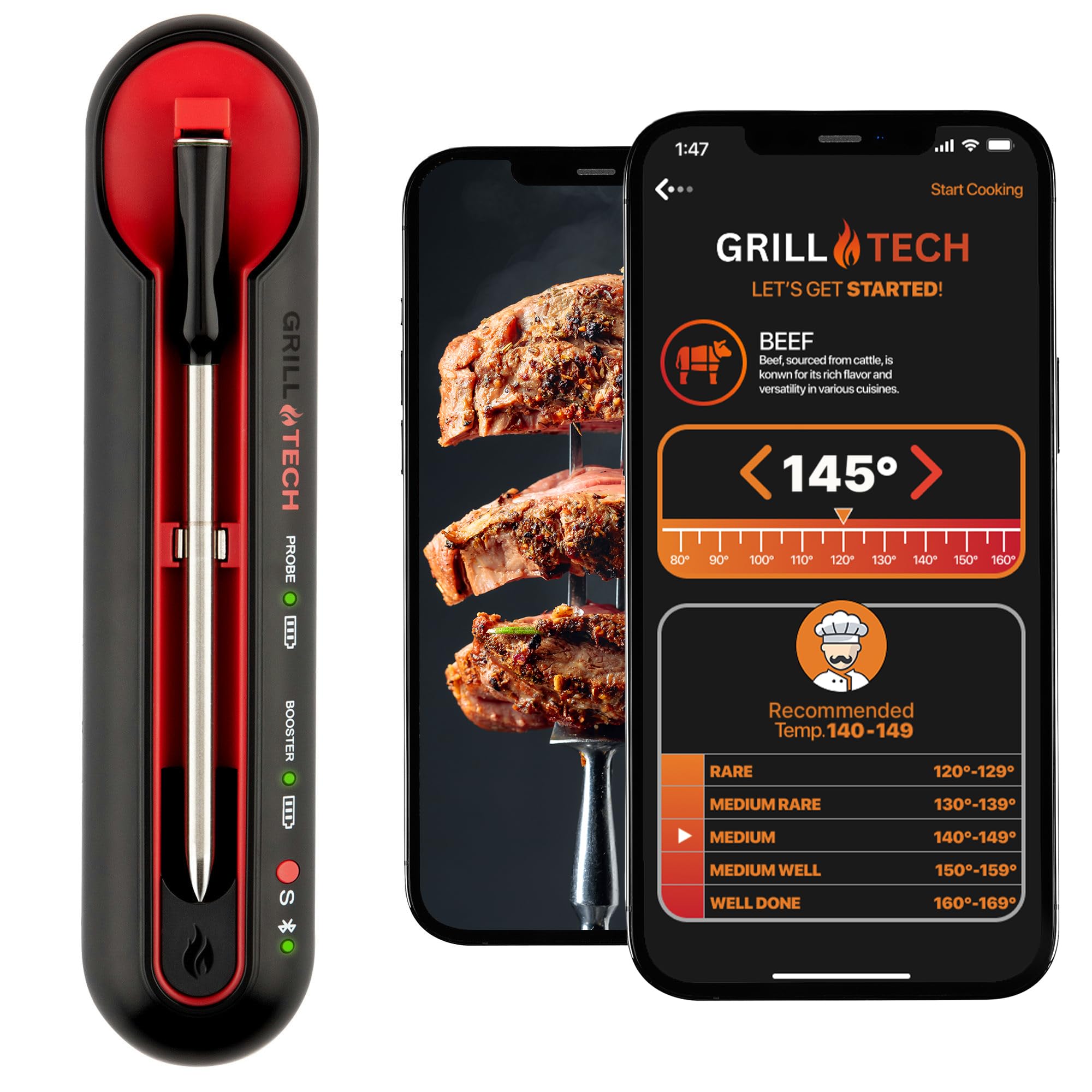 Zulay Kitchen Grill Tech termometro Bluetooth inalambrico para control preciso de la carne