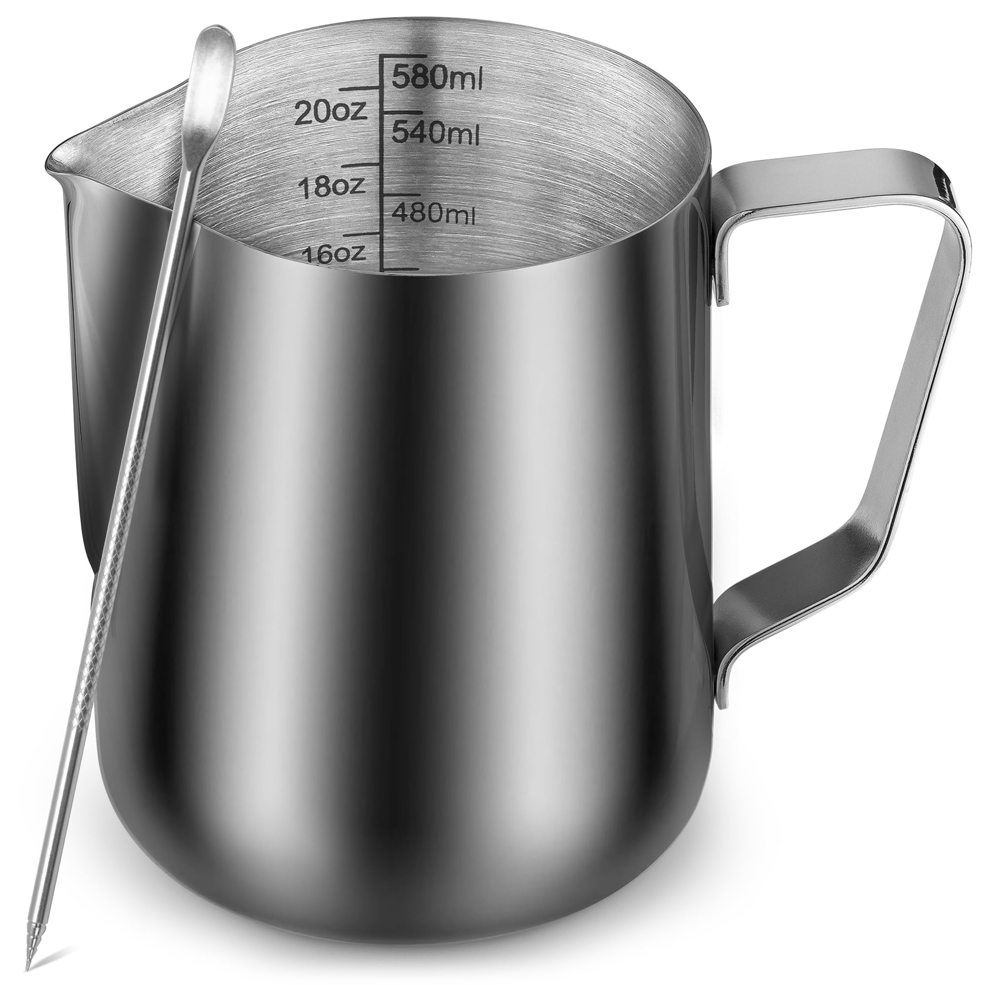 Jarra Zulay Kitchen de 12 oz para espumar leche con marcas de medición.