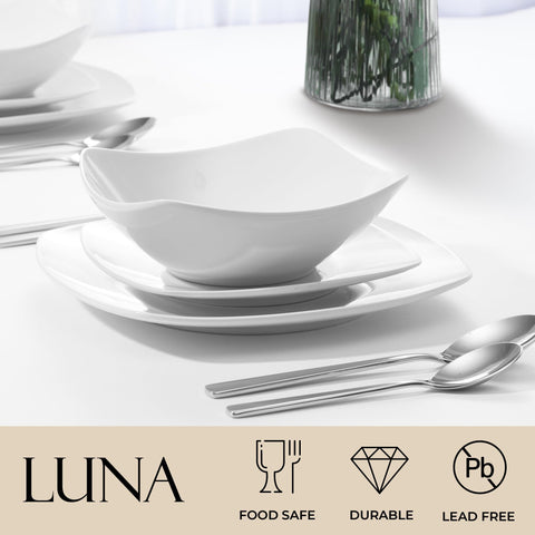 Zulay Kitchen Luna platos llanos: servicio para cuatro con estilo moderno.