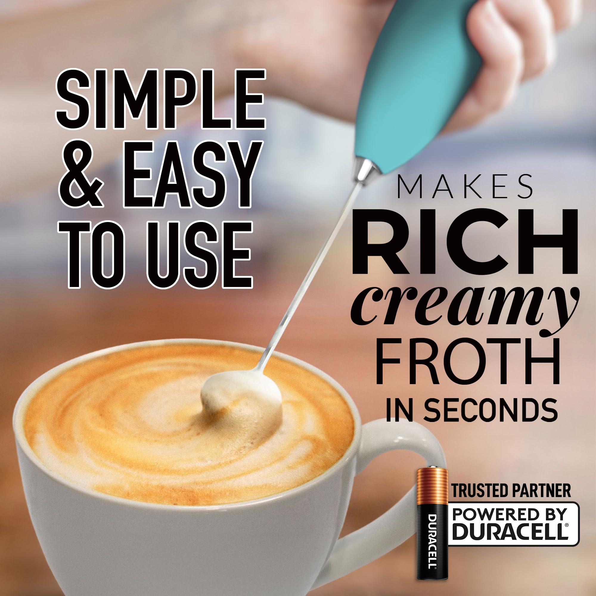 Zulay Kitchen Milk Frother Aurora, limpieza rápida bajo agua para uso diario.