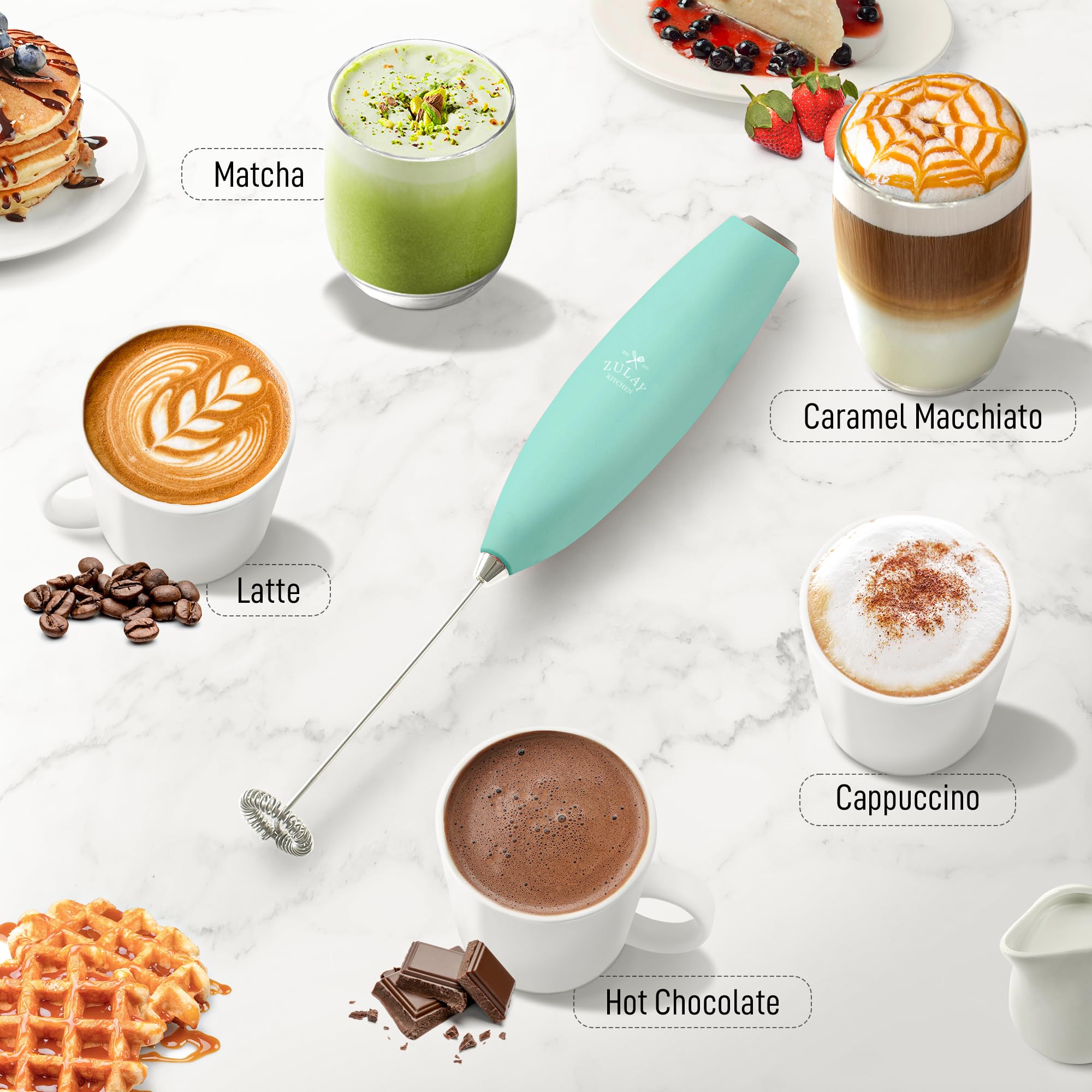 Zulay Kitchen Milk Frother Mint, botones intuitivos para uso sencillo.