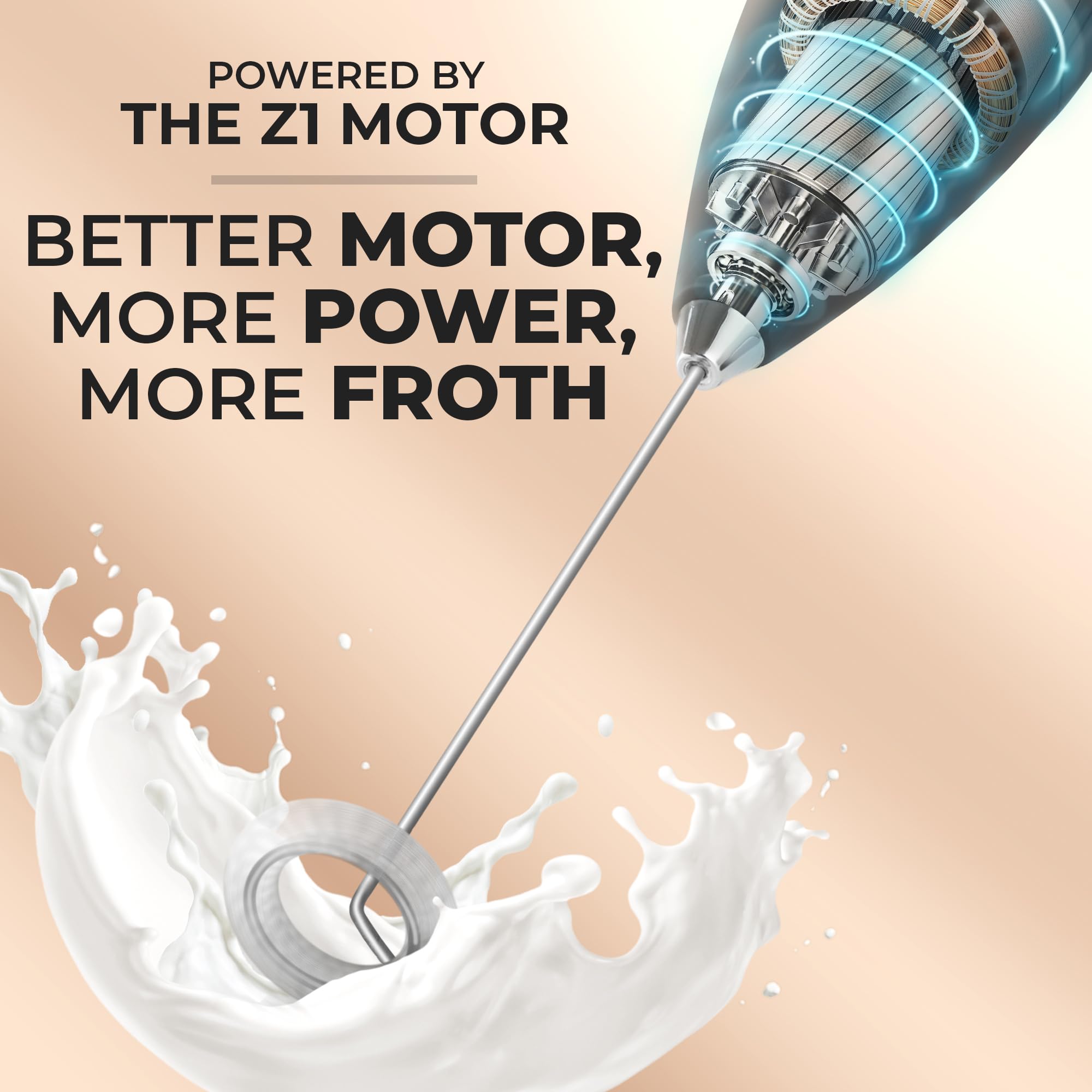 Zulay Kitchen motor de 13,000 rpm para espuma veloz en cualquier bebida.
