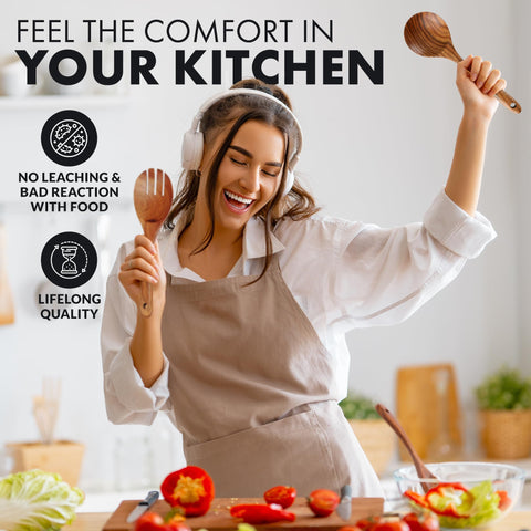 Pinzas para ensalada Zulay Kitchen de teca con agarre seguro.