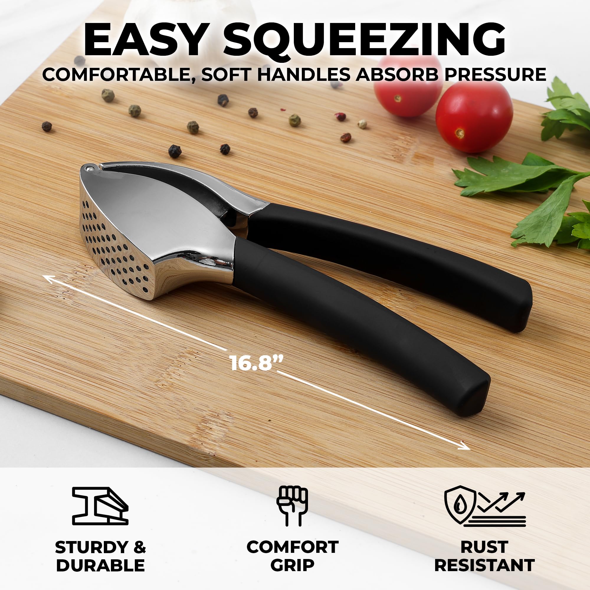 Prensa Zulay Kitchen para aplastar ajos con facilidad y rendimiento.