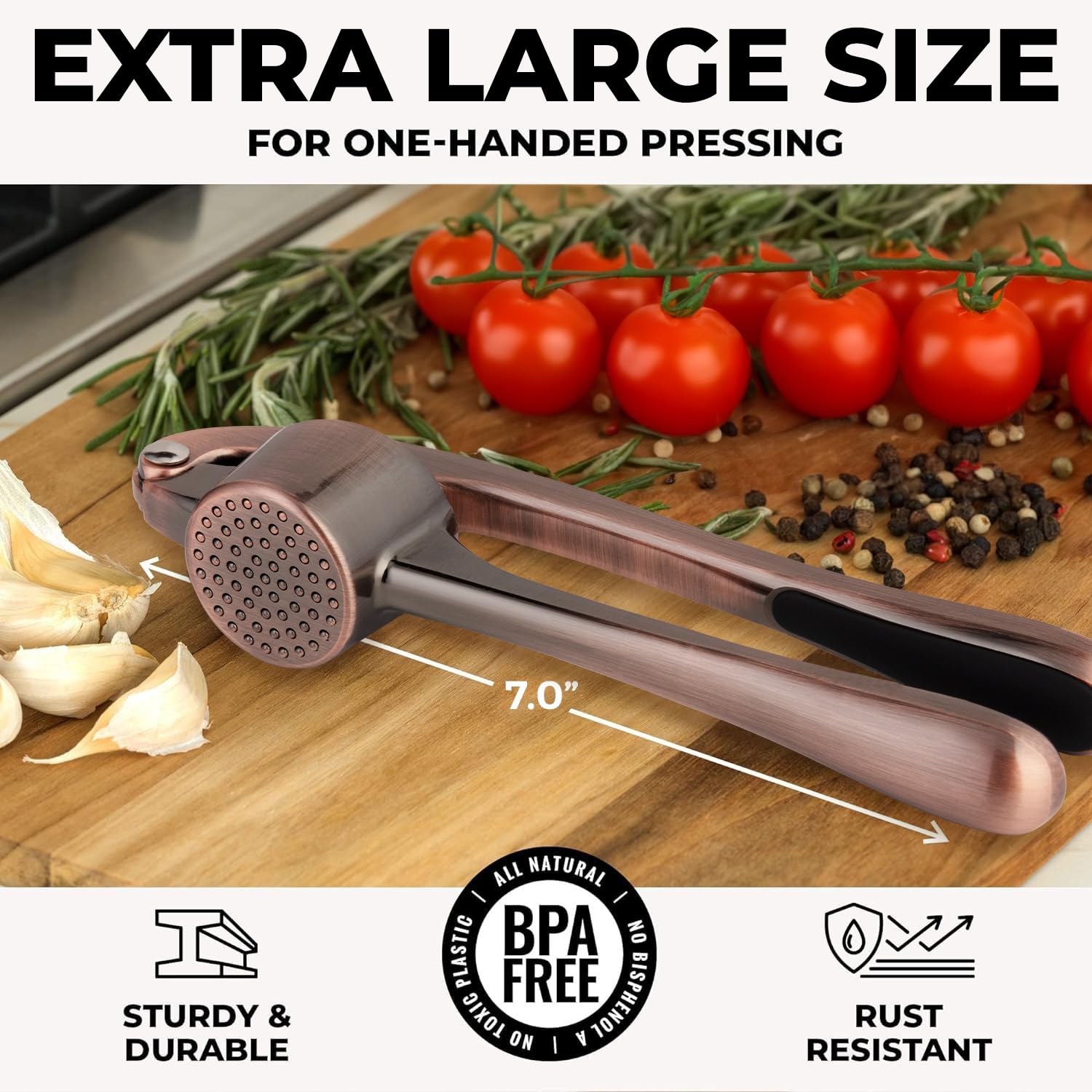 Prensa Zulay Kitchen con mango ergonómico para un exprimido cómodo.