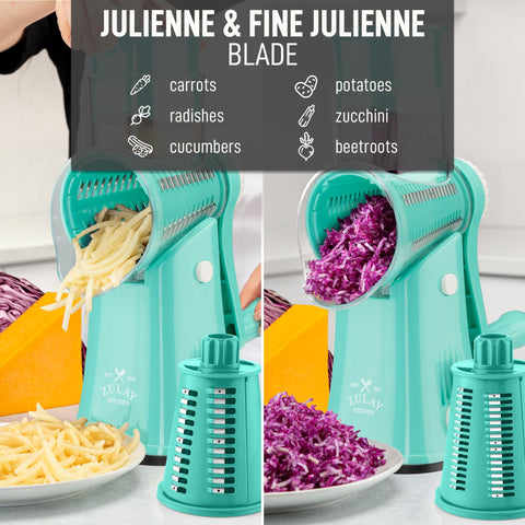 Limpieza fácil de Zulay Kitchen Rallador Queso Giratorio; apto para lavavajillas.