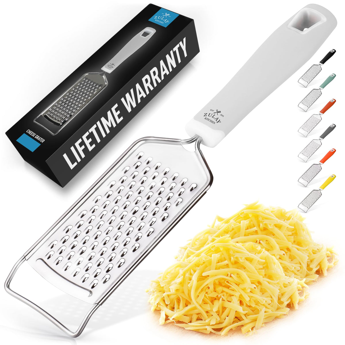 Zulay Kitchen Rallador profesional frontal: rallado preciso para parmesano.