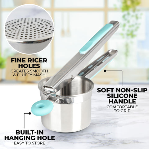 Mango ergonómico Zulay Kitchen Ricer para un agarre cómodo.