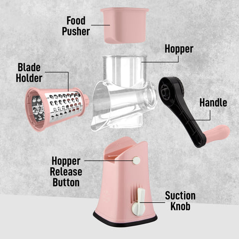 Zulay Kitchen Rallador Giratorio Incluye caja de almacenamiento compacta para orden en la cocina.