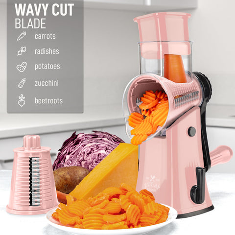 Zulay Kitchen Rallador Giratorio Base antideslizante mantiene estable durante el rallado.