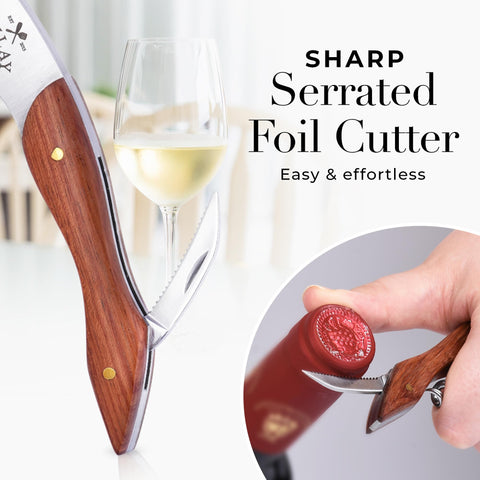Cortador de foil integrado en el sacacorchos Zulay Kitchen para cortes limpios.