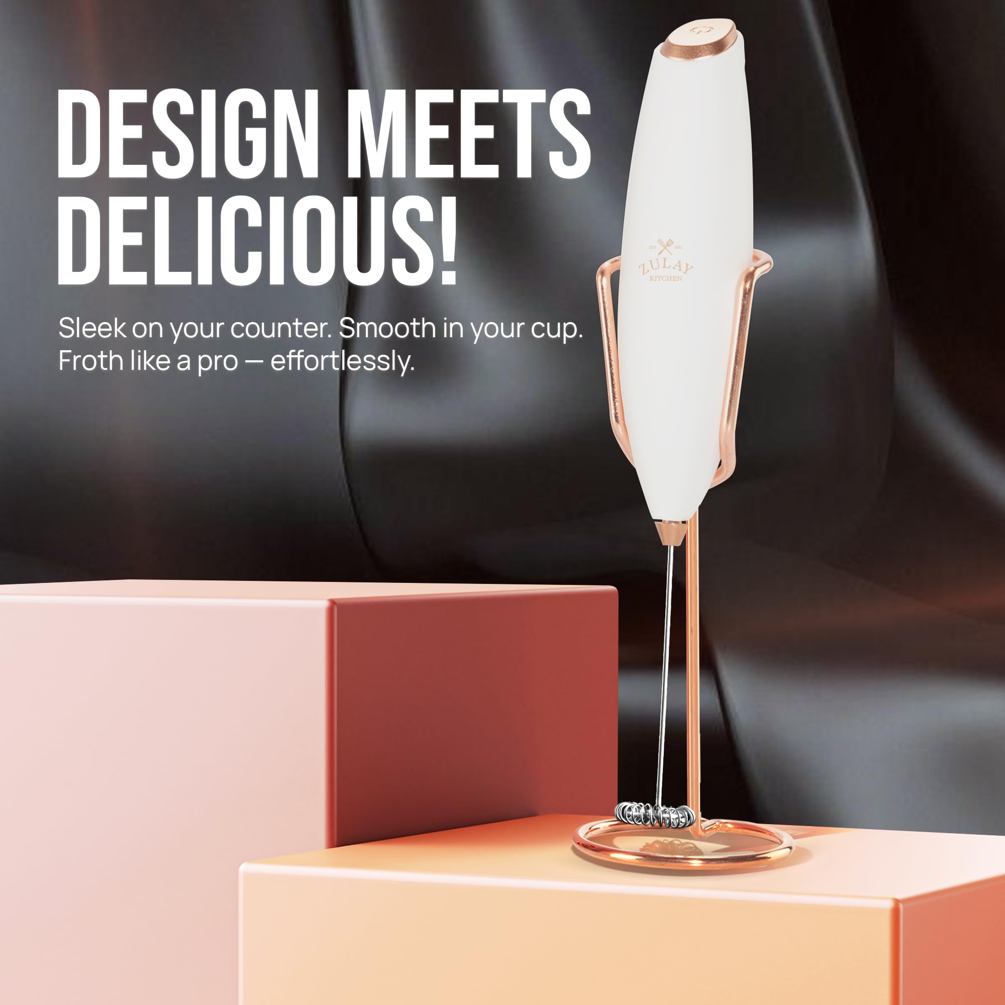 Zulay Kitchen Serie Ejecutiva espumador de leche con mango ergonómico.