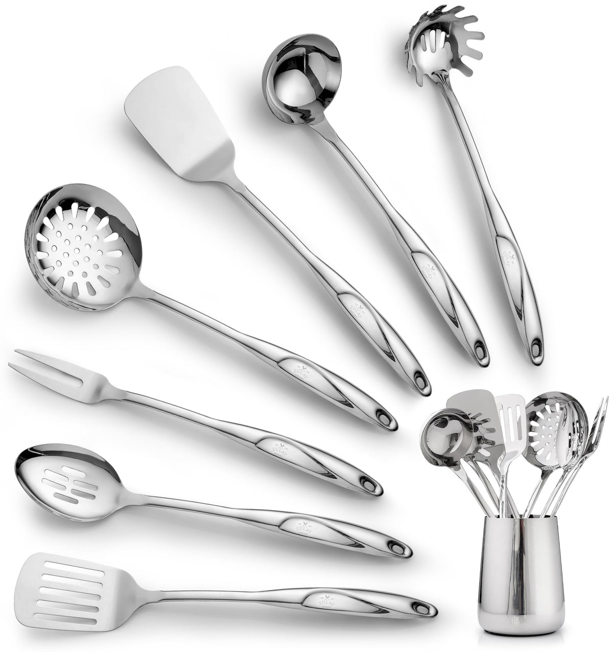 Zulay Kitchen juego de utensilios de acero inoxidable para uso diario, 8 piezas.